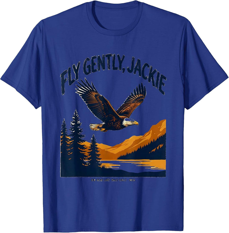 Fly Gently, Jackie Big Bear Lake Bald Eagle Memorial T-Shirt - Royal Blue