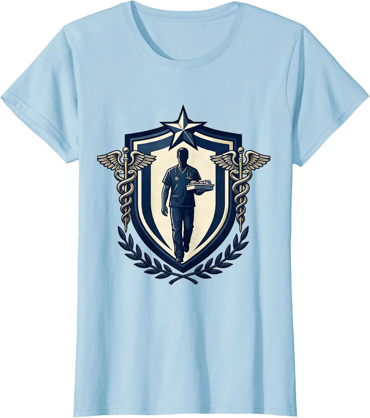 Medical Assistant Rushing with Medicine Tray T-Shirt - Baby Blue