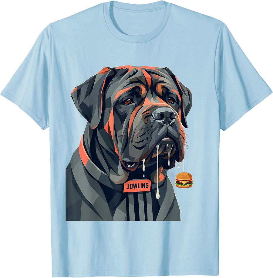 Men's JOWLING Funny English Mastiff Jowls Burger Dog Mom Dog Dad T-Shirt - Baby Blue