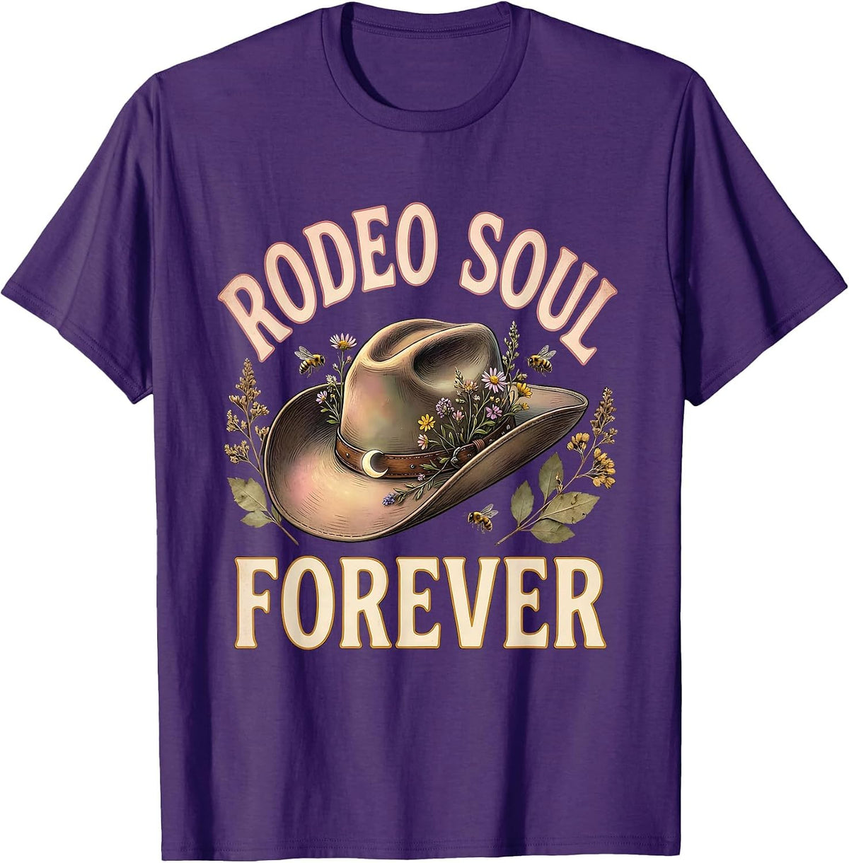 Rodeo Soul Forever Western Cowgirl Design T-Shirt - Purple