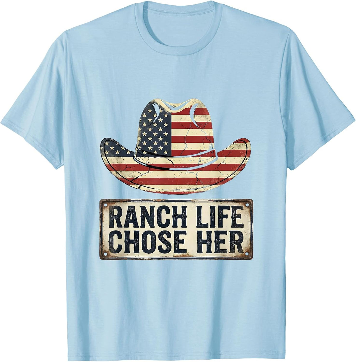 Men's Ranch Life Chose Her Cowgirl Graphic Design T-Shirt - Baby Blue