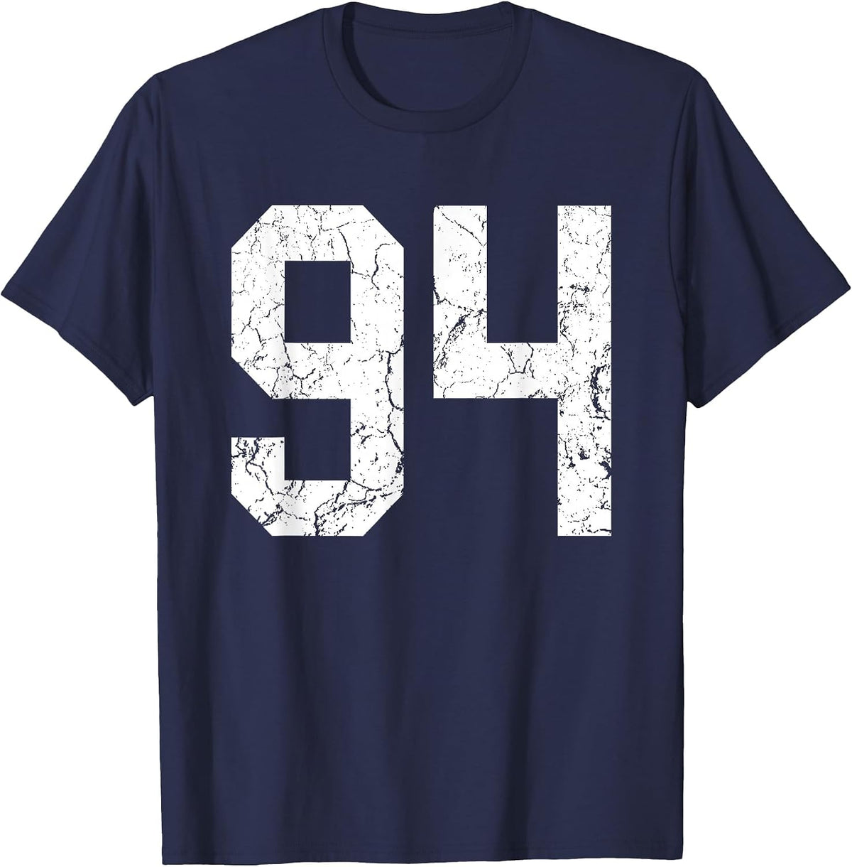 Grunge White Number 94 Jersey Uniform Player Fan T-Shirt - Navy Blue