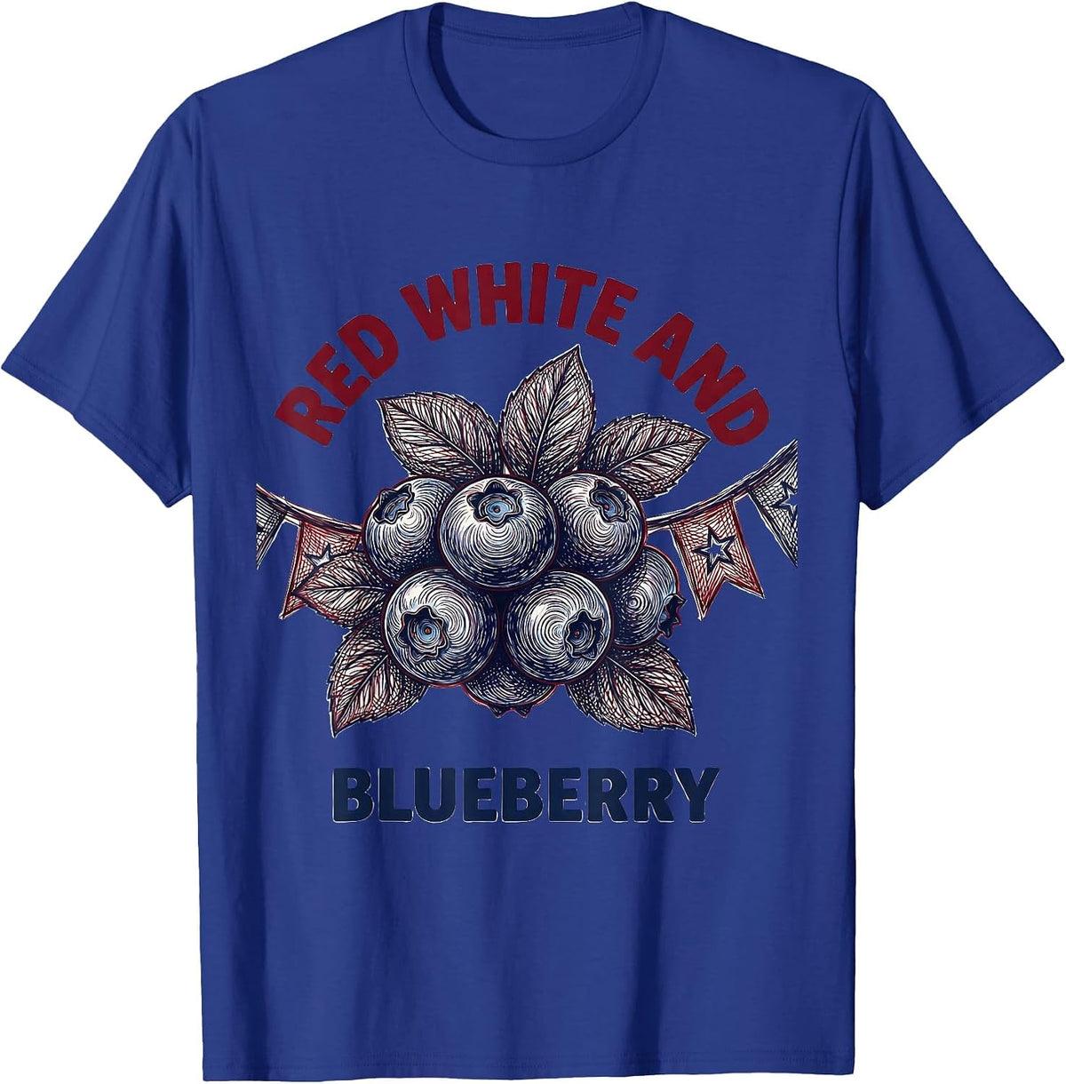 Men's Red White and Blueberry Patriotic Design T-Shirt - Royal Blue