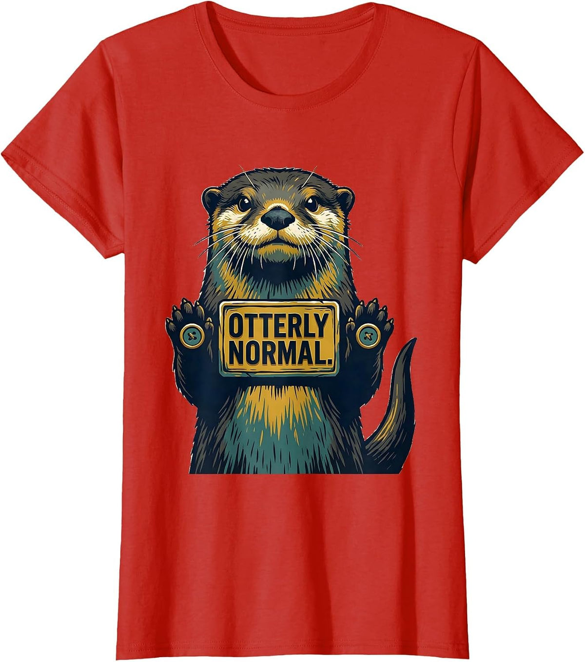 Women's Otterly Normal Midcentury Modern Funny Otter Lover Gift T-Shirt - Red