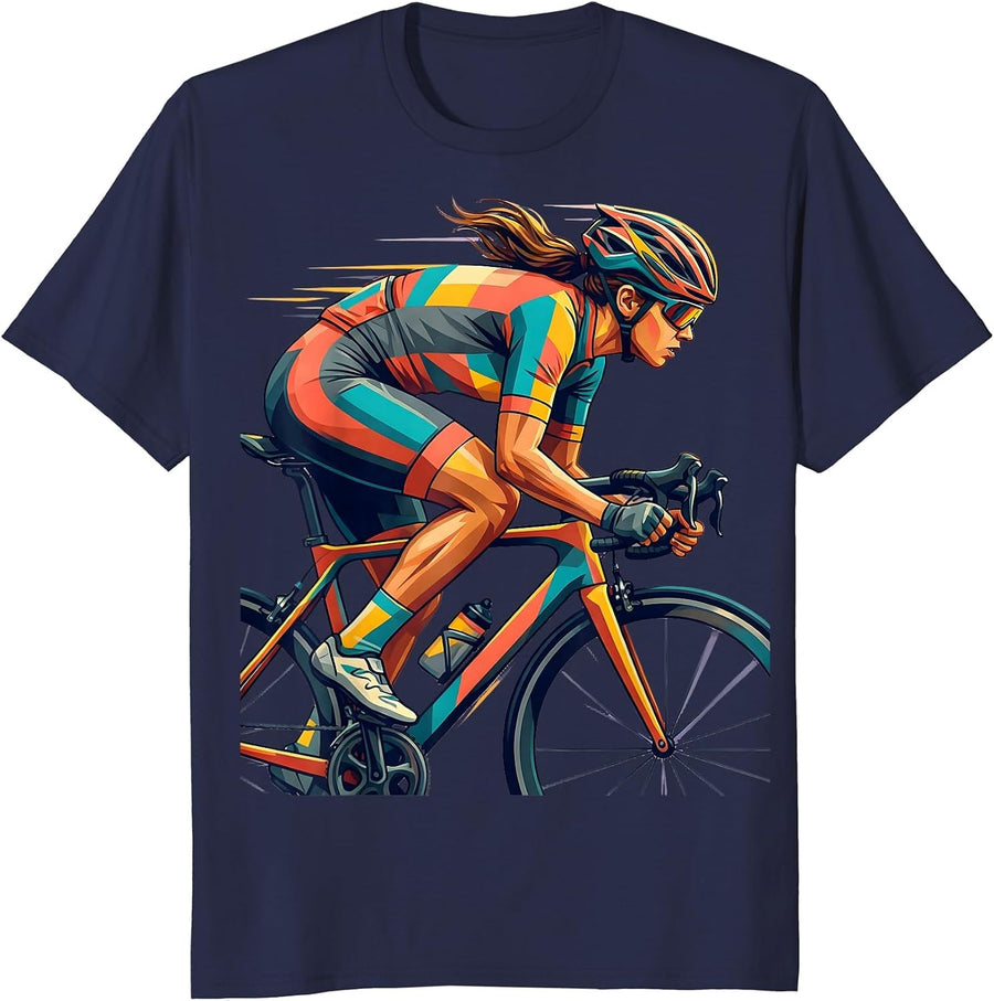 Cycling Jersey Sprint Graphic Tee T-Shirt - Navy Blue