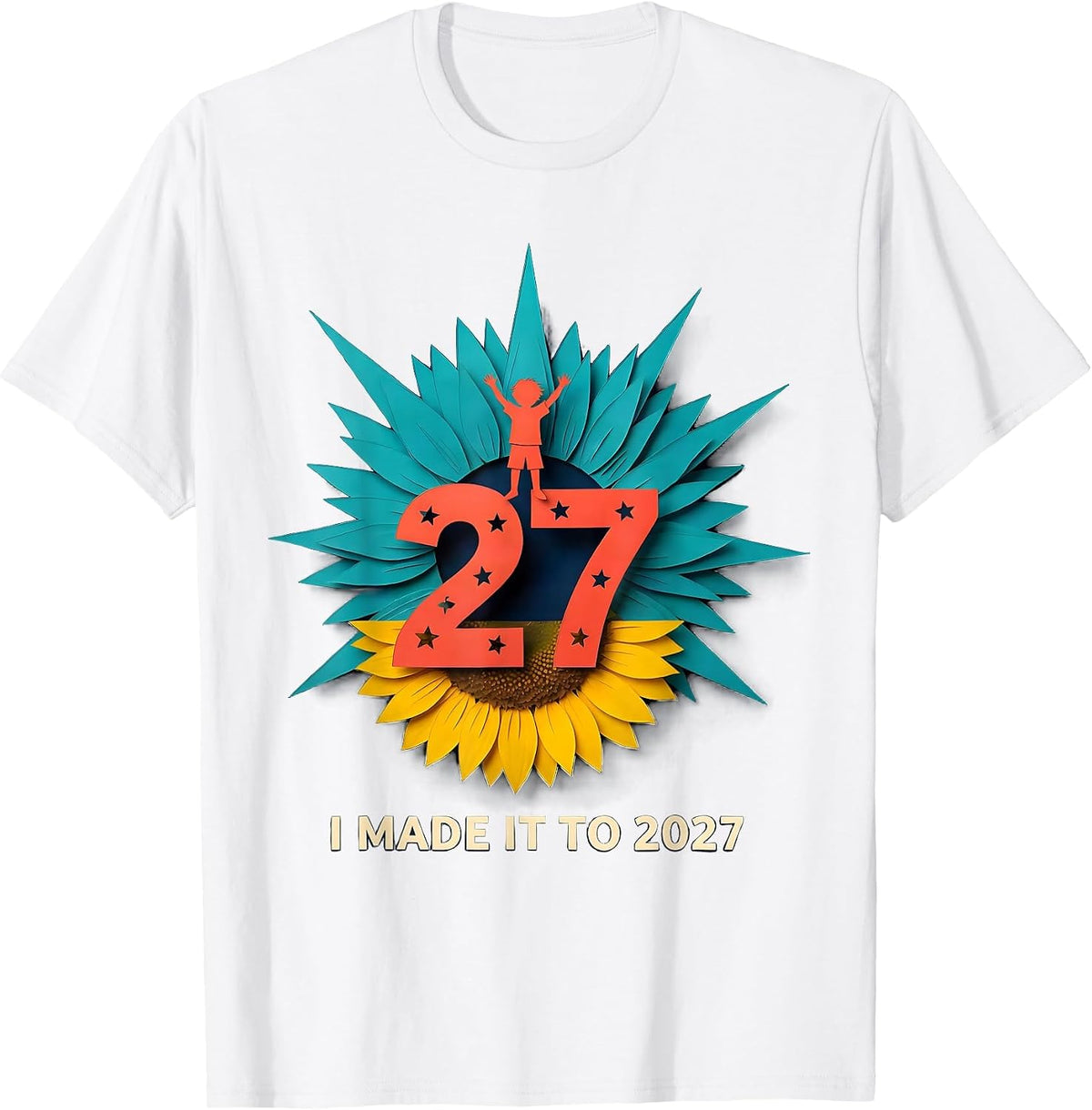 Men's I Made It To 2027 Paper Cutout Family Matching New Year 2026 T-Shirt - White