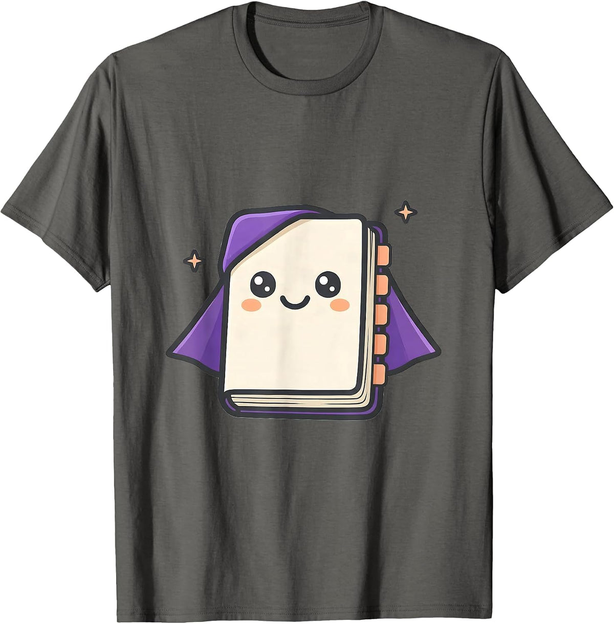Open Notebook Halloween Teacher Cute Kawaii Witch T-Shirt - Asphalt Grey