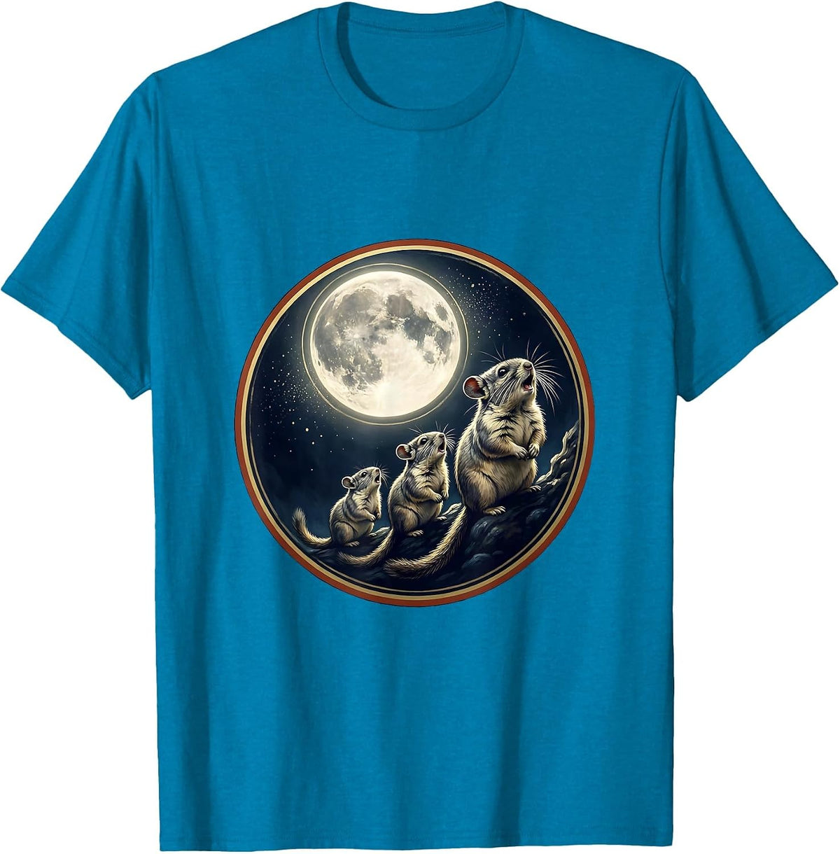 Sealed Chinchilla Moon Badge Funny Meme Parody T-Shirt - Sapphire Blue