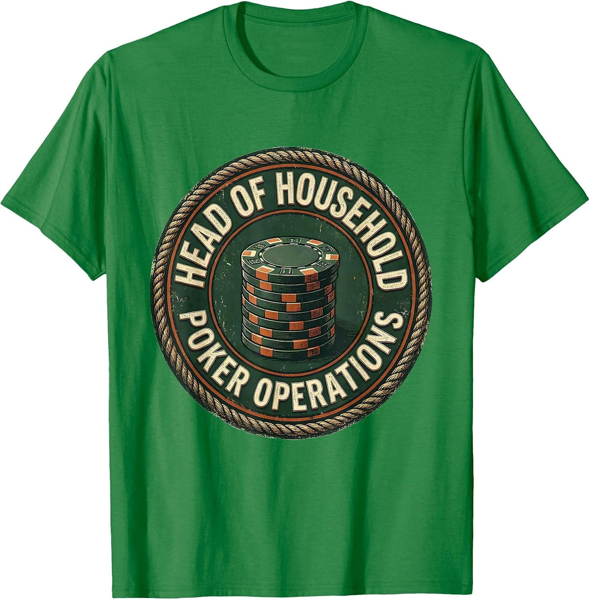 Men's Head Of Household Poker Operations Vintage Funny Gambler T-Shirt - Kelly Green