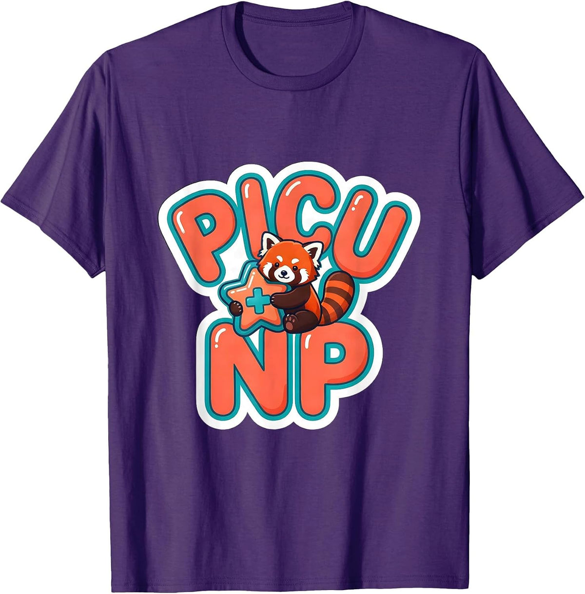 PICU NP Cute Red Panda Pediatric Nurse Practitioner Animal T-Shirt - Purple