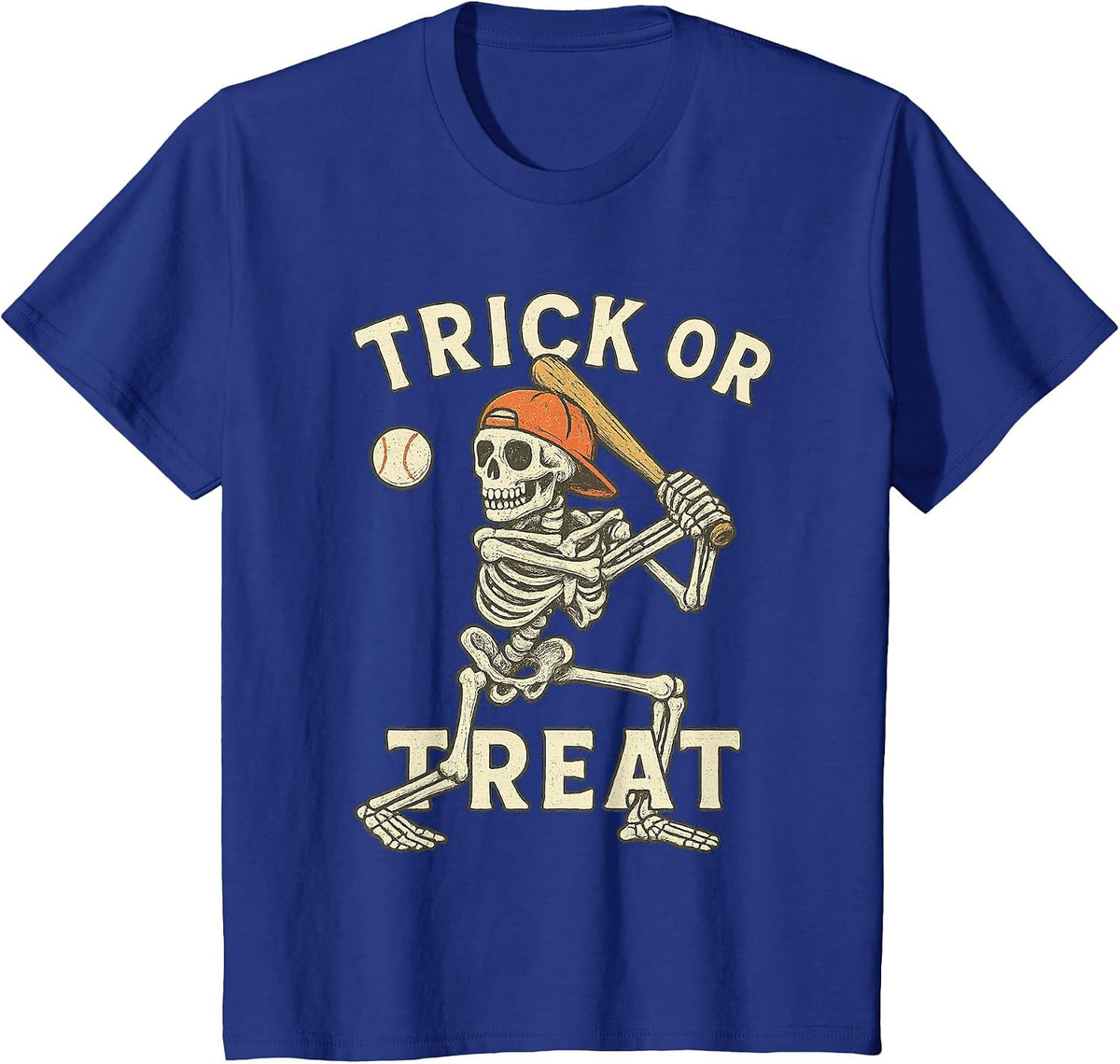 Skeleton Baseball Halloween Costume Funny Men Boys Kids Tee T-Shirt - Royal Blue