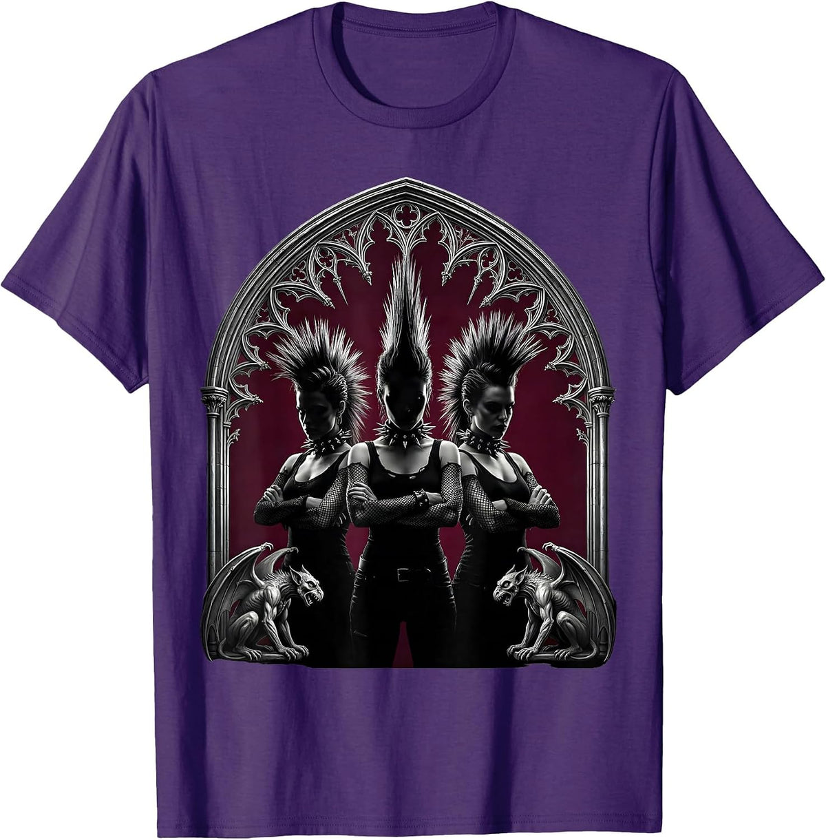 Punk Squad Crossed Arms Attitude Group Graphic T-Shirt - Purple