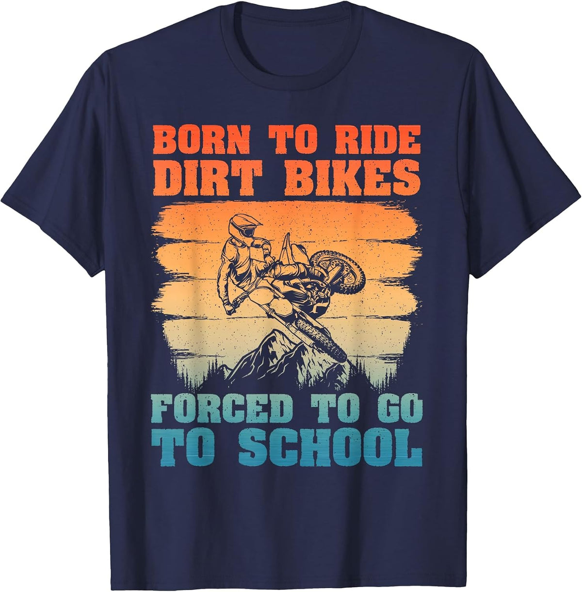 Funny Dirt Bike Art for Boys Girls Motocross Dirt Bike Rider T-Shirt - Navy Blue
