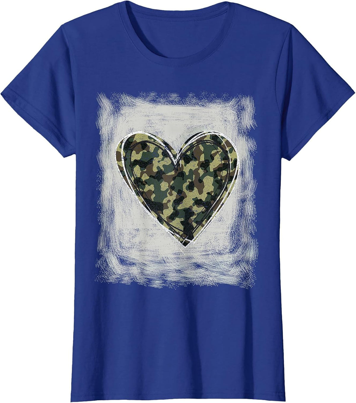Camo Army Heart Bleached Shirts Forces Memorial Day Womens T-Shirt - Royal Blue