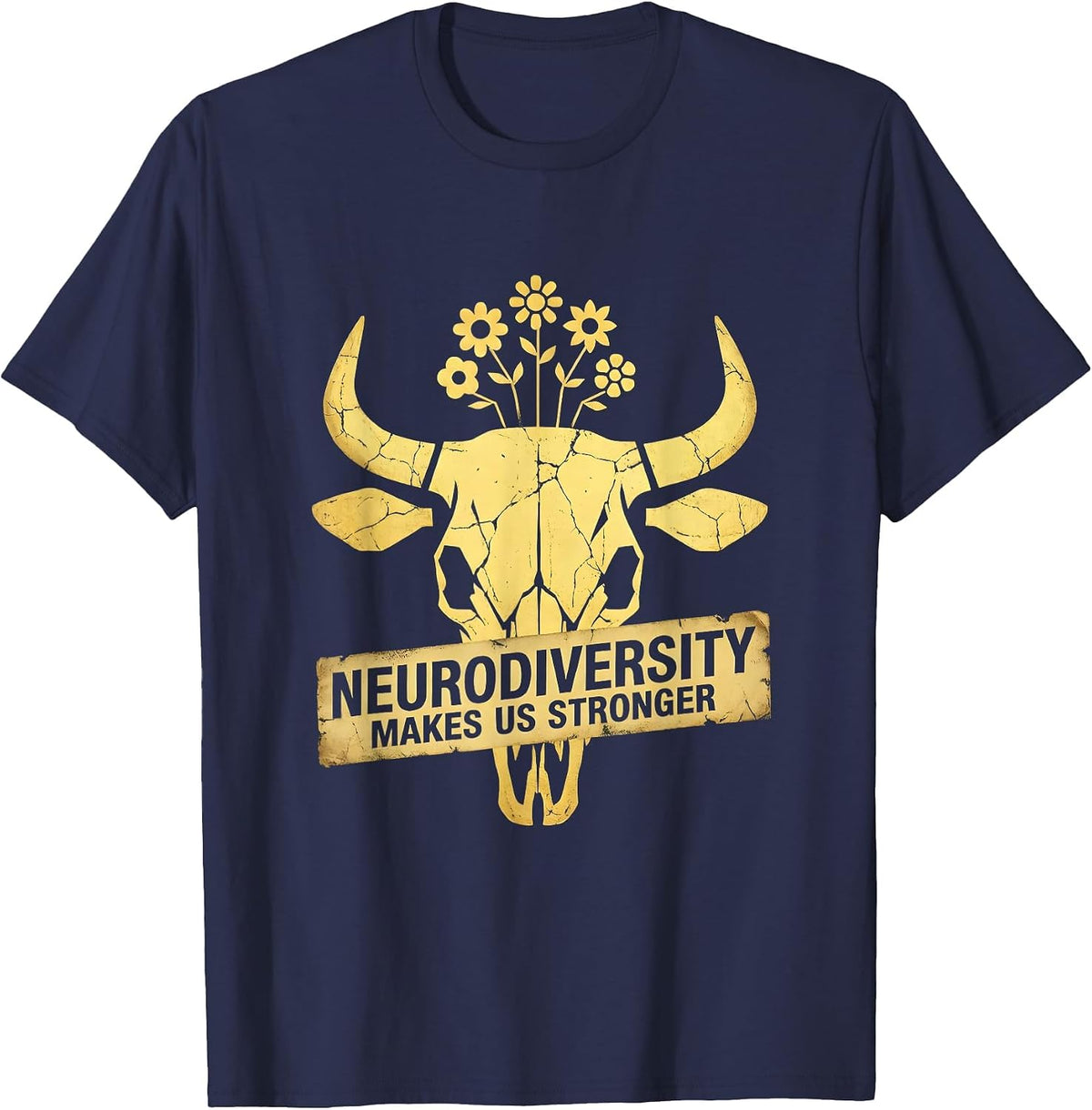 Neurodiversity Makes Us Stronger Autism Design T-Shirt - Navy Blue