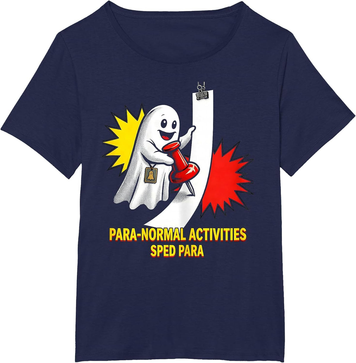 Women's Para-Normal Activities SPED Para Funny Ghost Halloween T-Shirt - Navy Blue