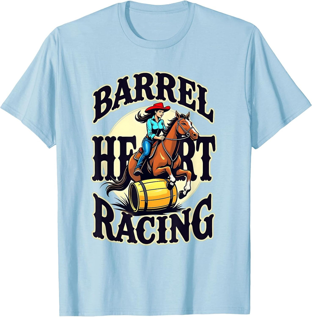 Barrel Racing Heart Racing Rodeo Design T-Shirt - Baby Blue