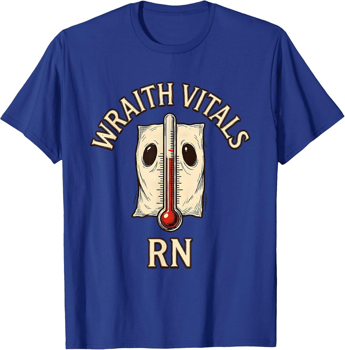 Wraith Vitals RN Vintage Halloween Nurse Medical Humor T-Shirt - Royal Blue