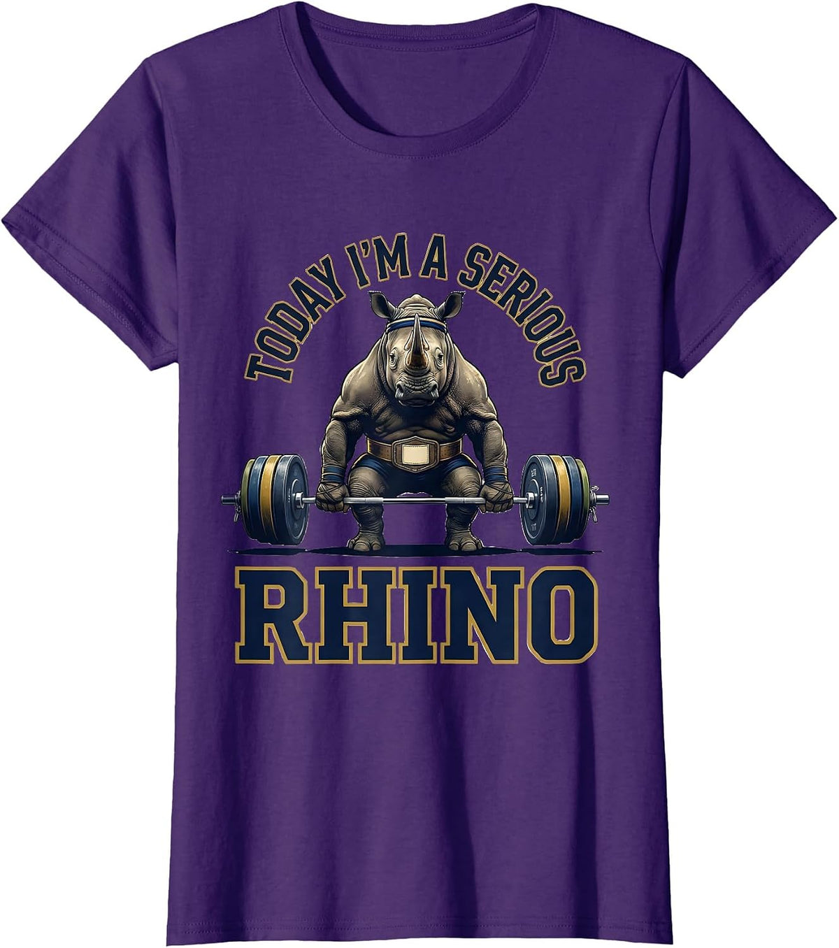 Women's Today I'm A Serious Rhino Funny Gym Weightlifting Workout T-Shirt - Purple