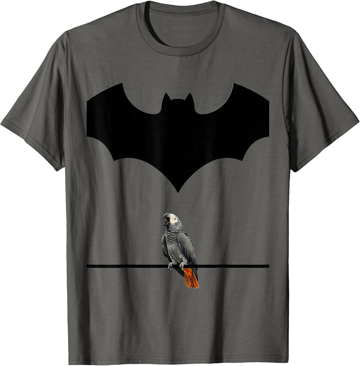 Bat Wing Parrot Lover Funny Halloween Costume Humor T-Shirt - Asphalt Grey