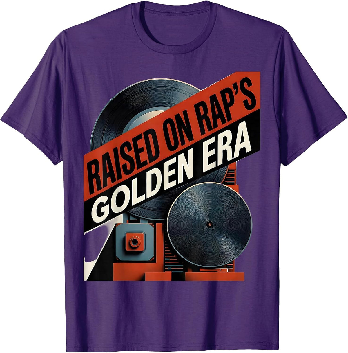 Raised On Rap's Golden Era Constructivist Poster Old School T-Shirt - Purple