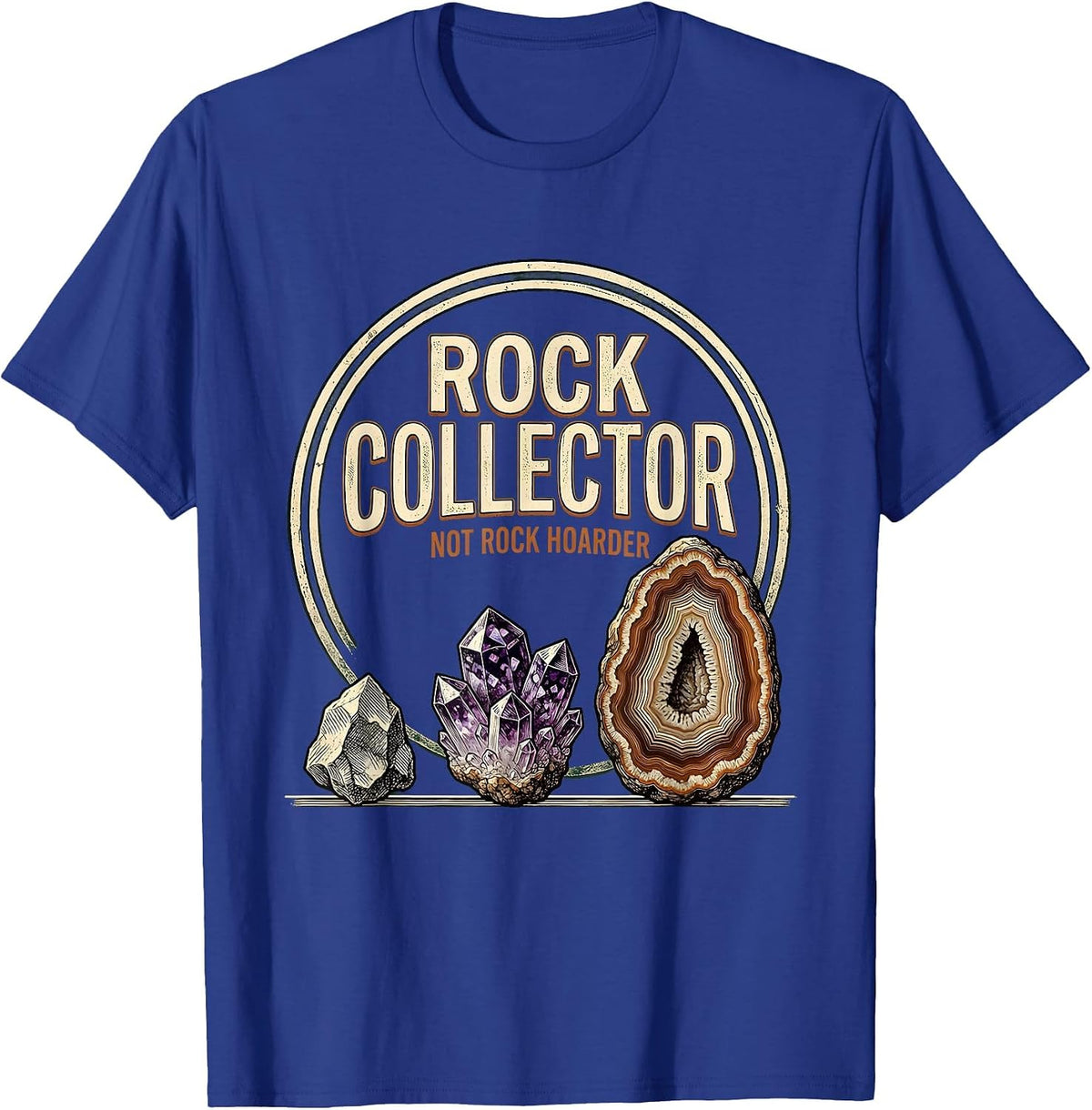 Rock Collector, Not Rock Hoarder Vintage Geology Enthusiast T-Shirt - Royal Blue
