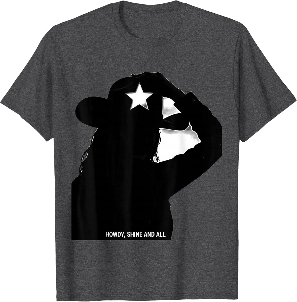 Howdy Shine and All Cowgirl Western Boots And Bling Pride T-Shirt - Dark Heather Grey