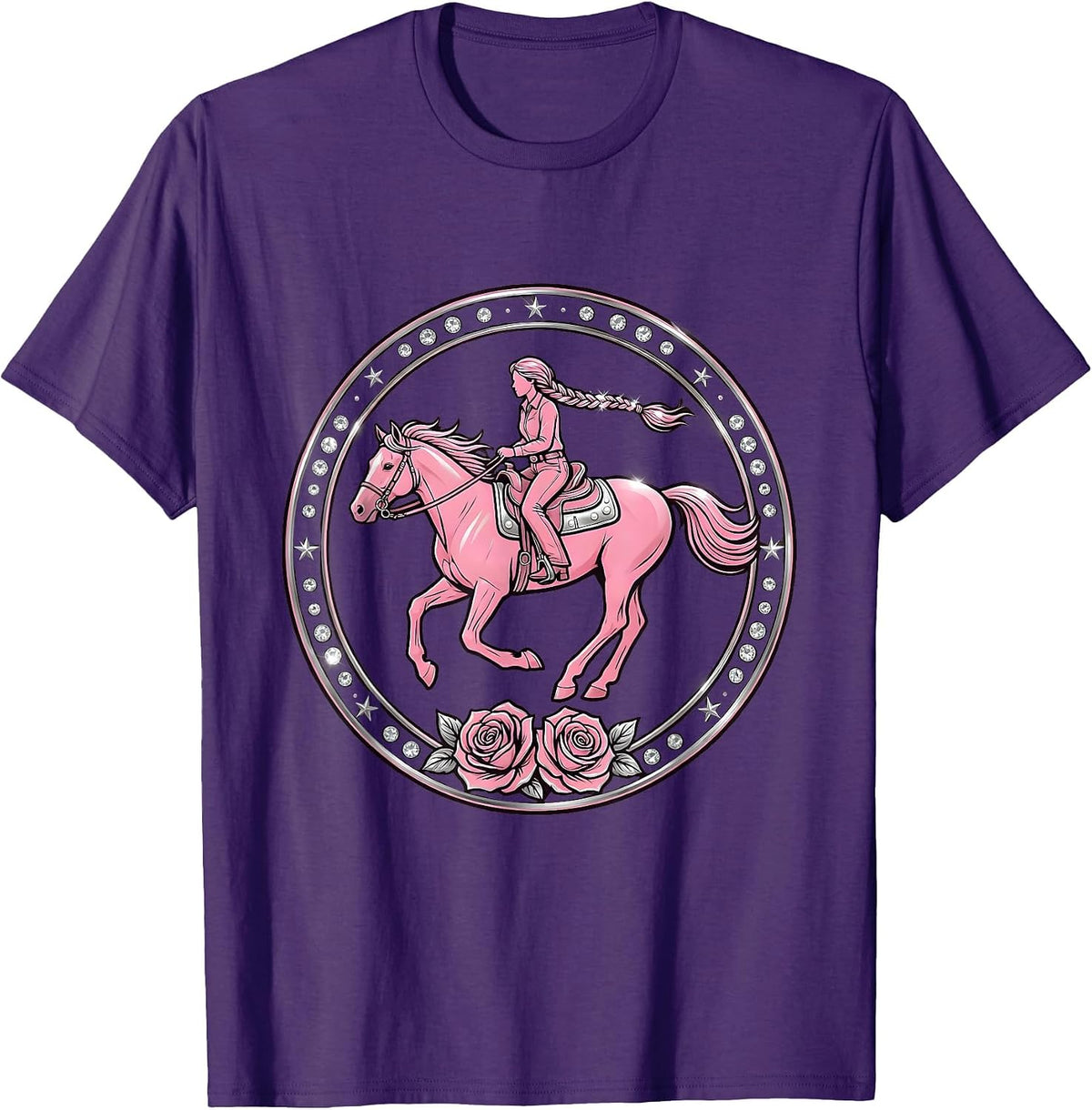 Men's Braided Rider Bareback Through the Field T-Shirt - Purple