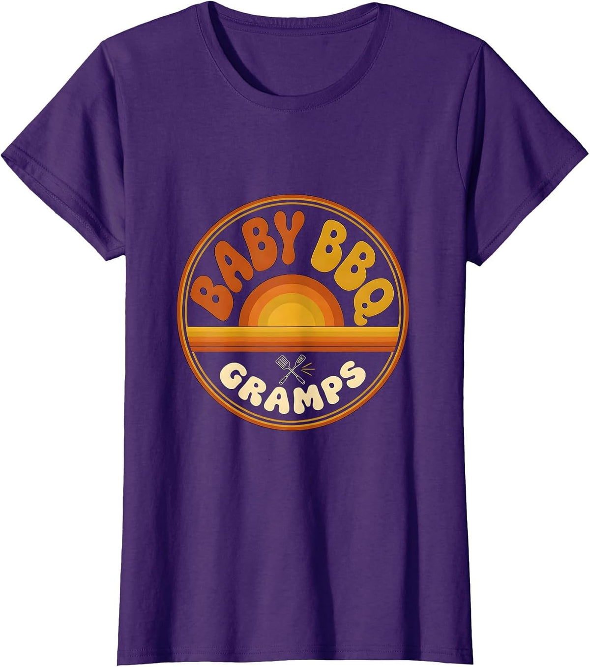 Women's Baby BBQ Gramps Retro 70s Family Matching Party T-Shirt - Purple