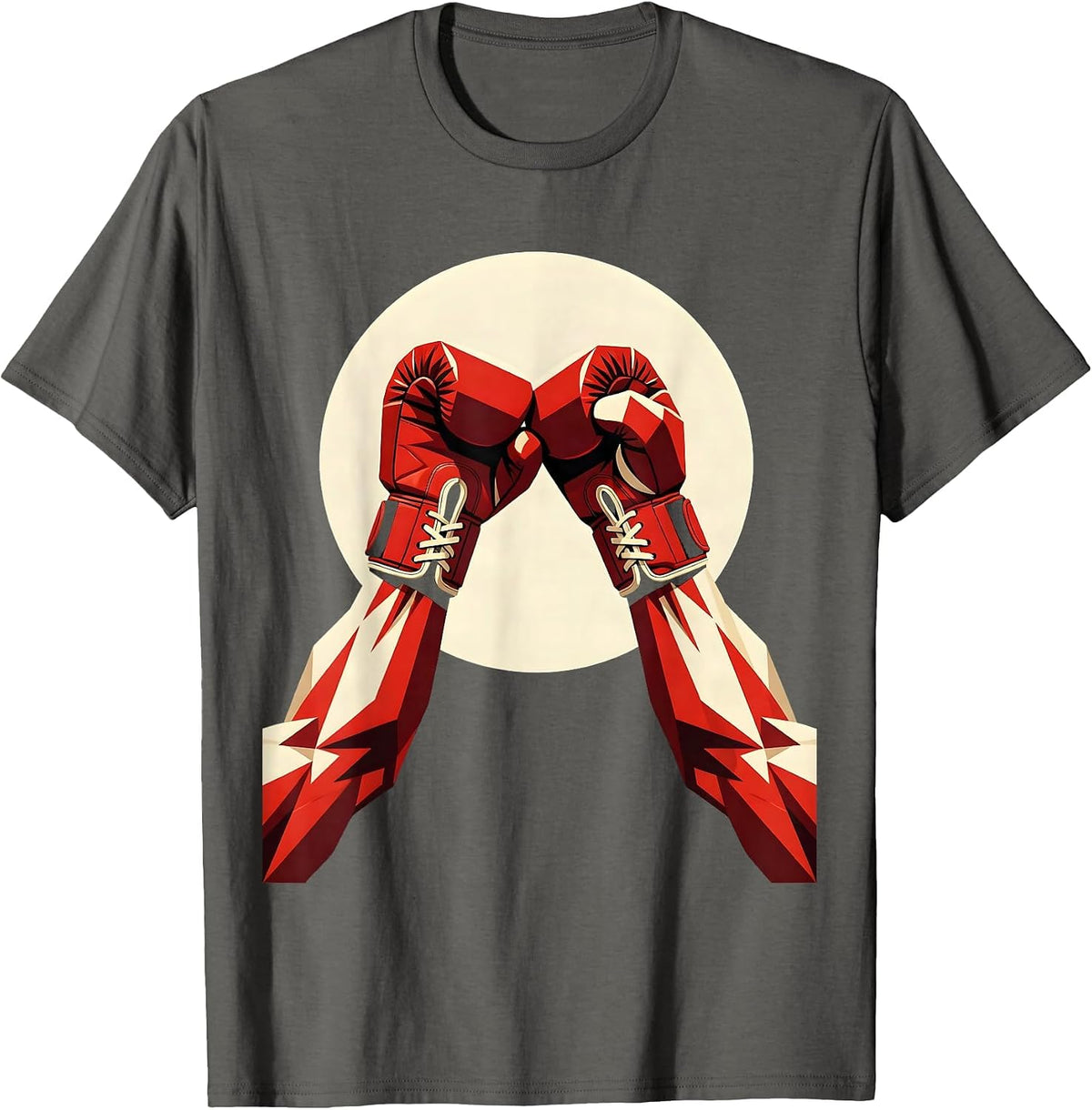 Boxing Gloves Muscular Arms Graphic Design T-Shirt - Asphalt Grey