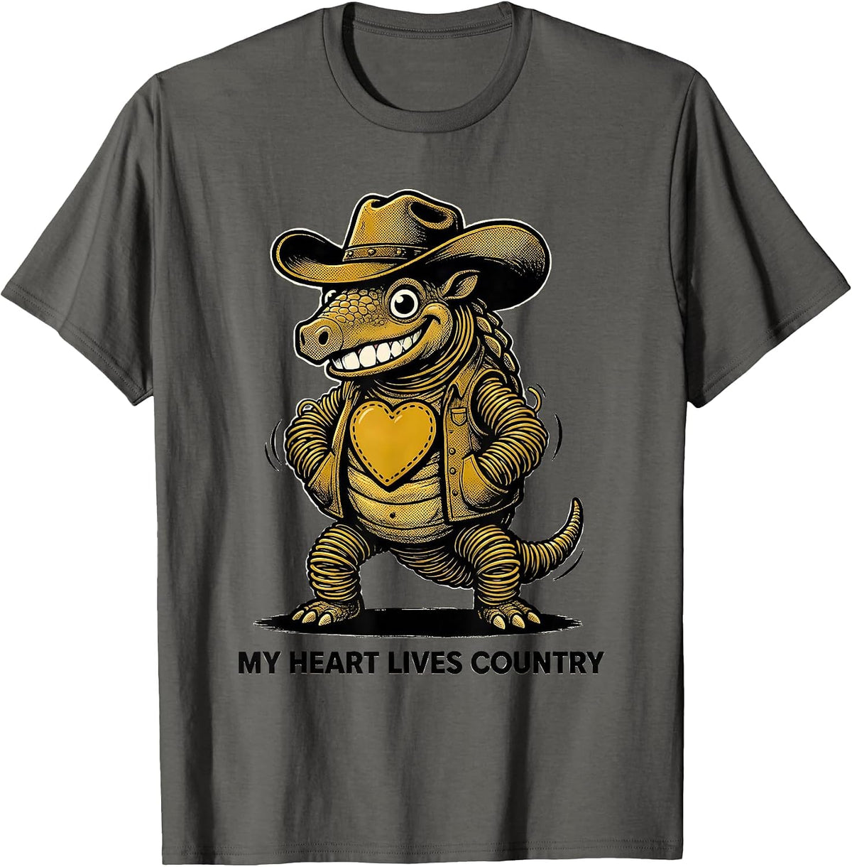 My Heart Lives Country Music Graphic Design T-Shirt - Asphalt Grey