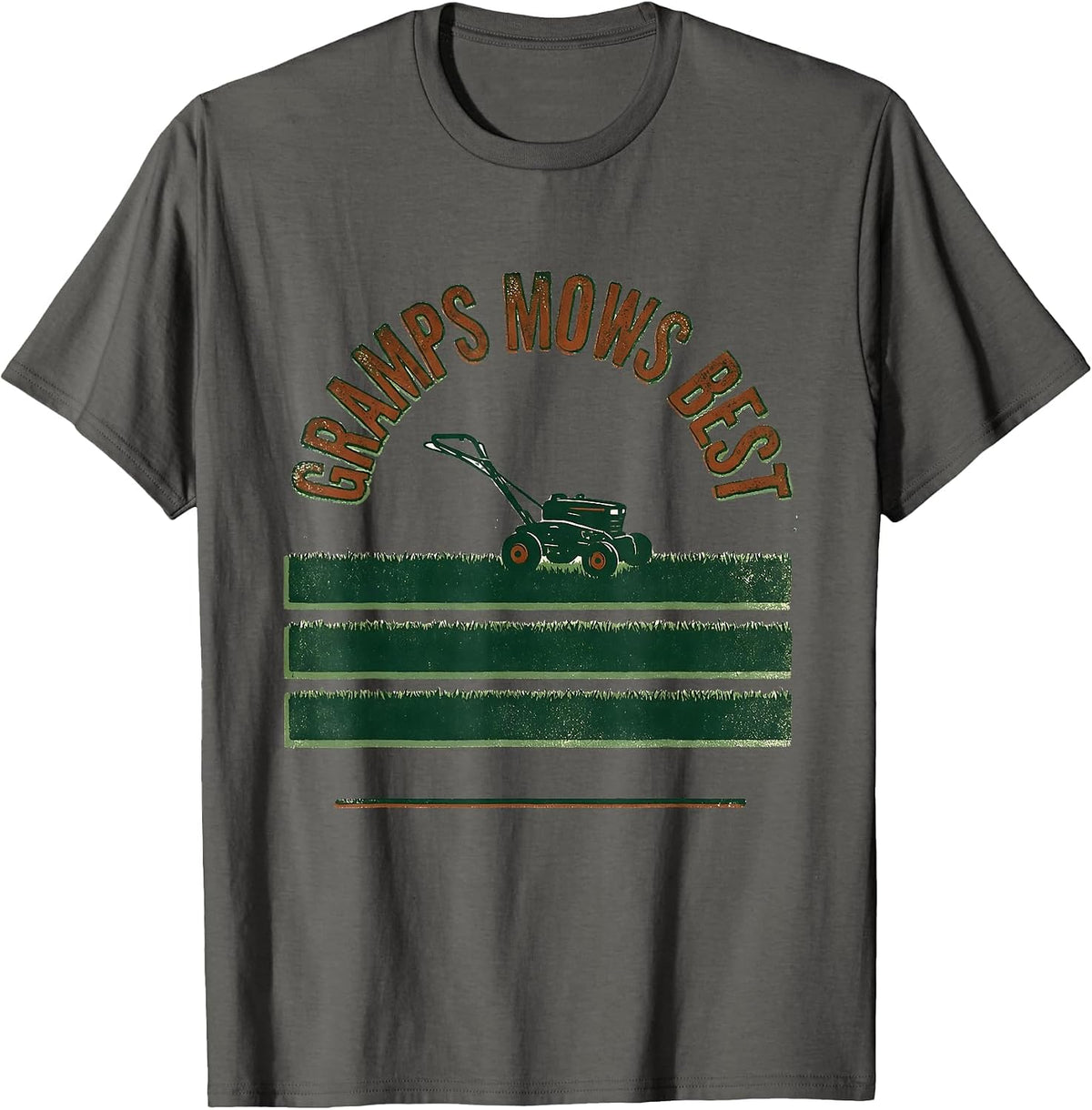 Men's Gramps Mows Best Vintage Funny Dad Lawn Mower Gift T-Shirt - Asphalt Grey