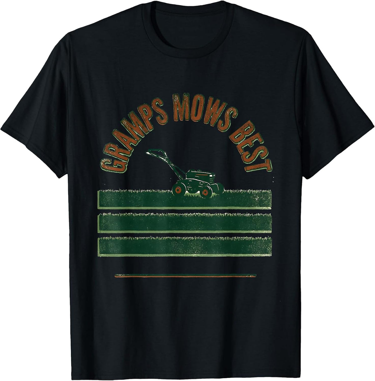 Men's Gramps Mows Best Vintage Funny Dad Lawn Mower Gift T-Shirt - Black