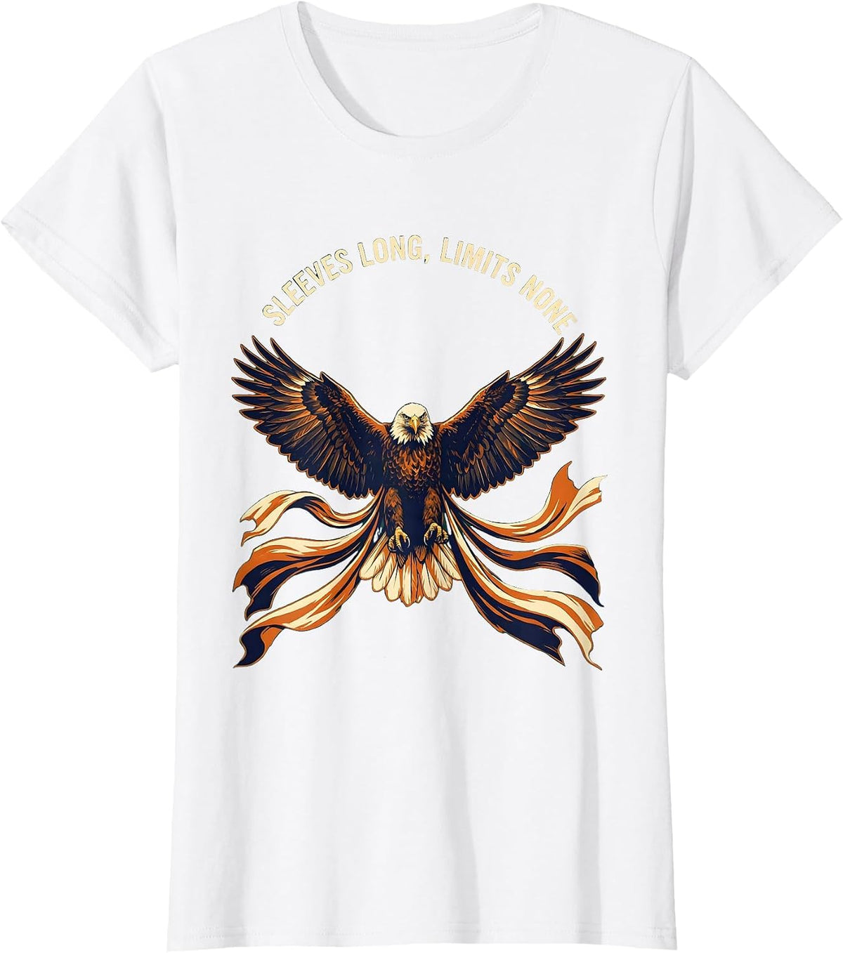 Women's Sleeves Long Limits None Freedom Graphic Design T-Shirt - White