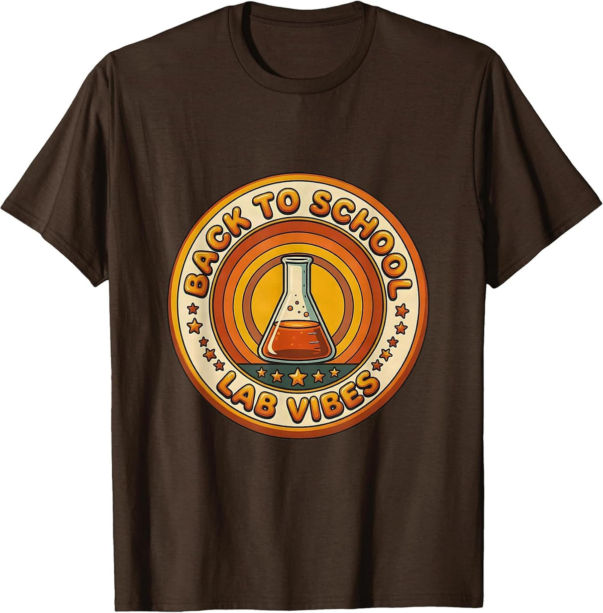 Back to School Lab Vibes Science Teacher Design T-Shirt - Brown