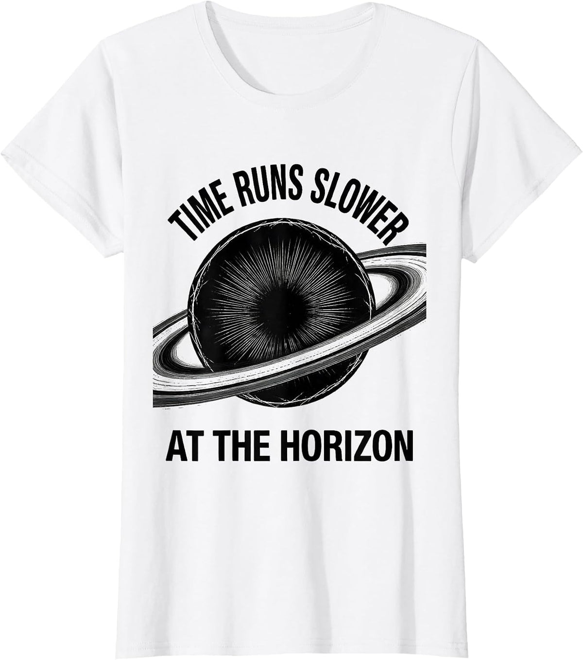 Women's Time Runs Slower At The Horizon Scratchboard Physics T-Shirt - White