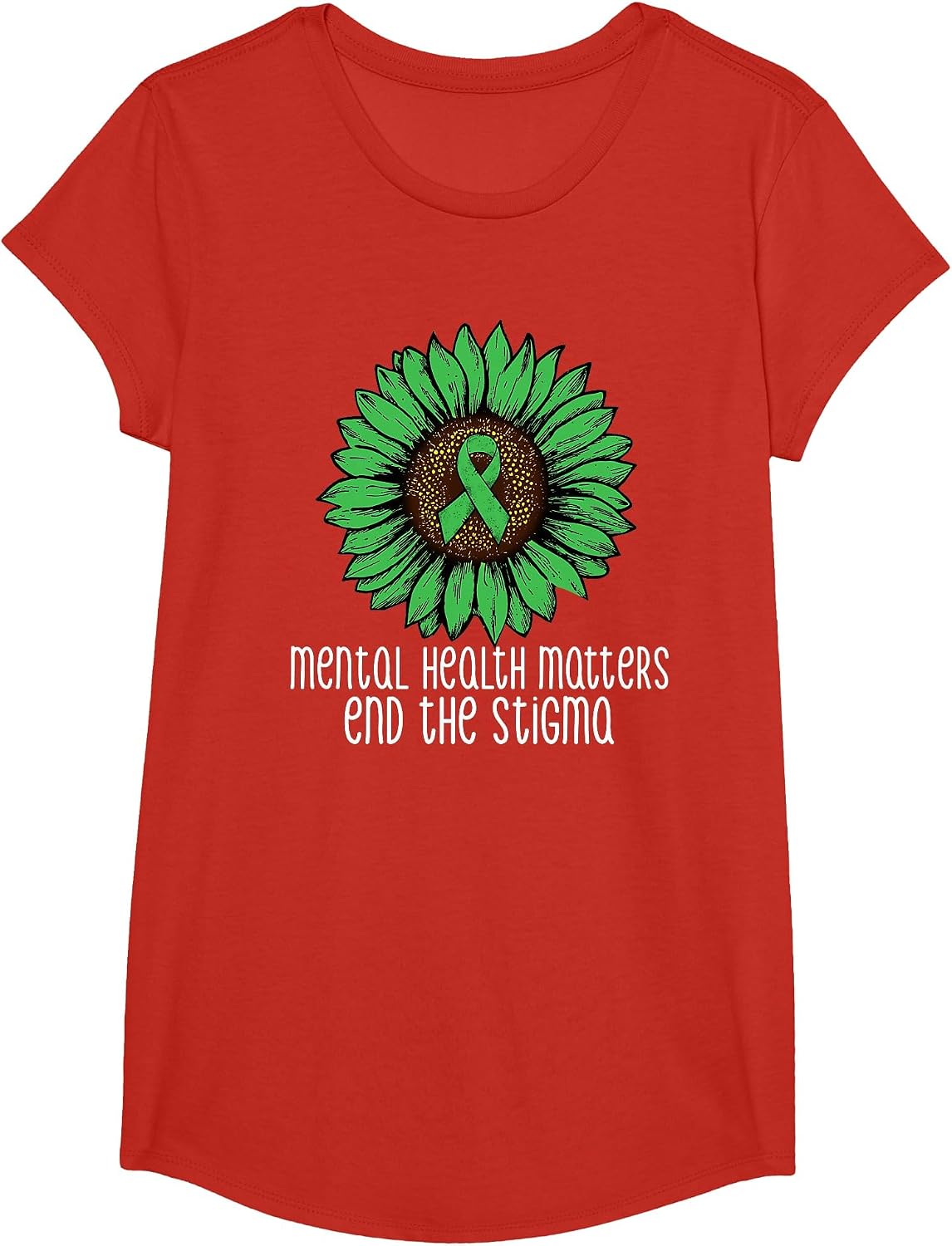 Mental Health Matters End The Stigma Awareness Motivational T-Shirt - Girls Red