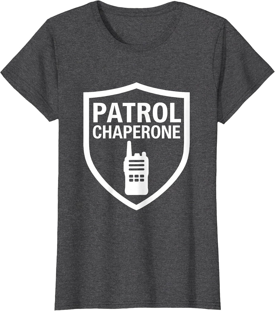 Women's Patrol Chaperone Funny Police Officer Gift Law Enforcement T-Shirt - Dark Heather Grey