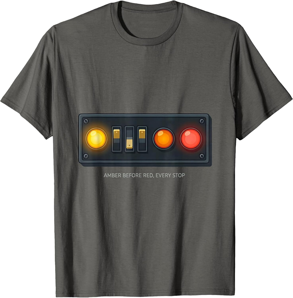 Men's Amber Before Red Every Stop Funny School Bus Driver Gift T-Shirt - Asphalt Grey