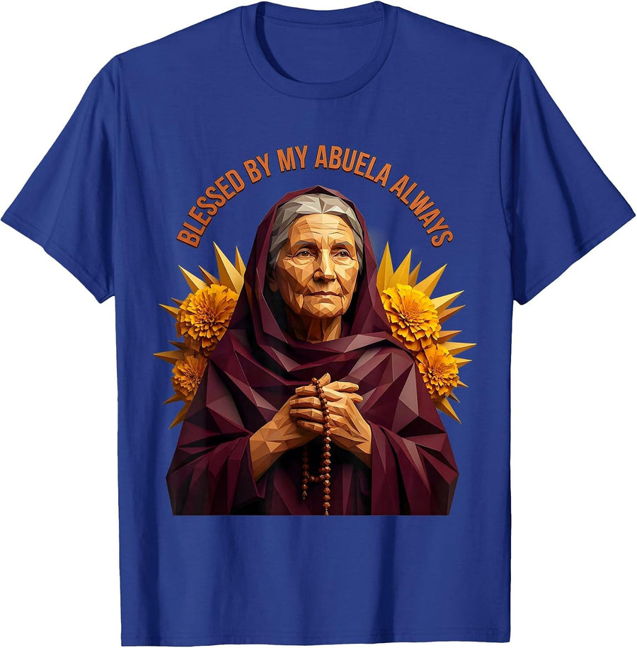 Blessed By My Abuela Always Hispanic Heritage Design T-Shirt - Royal Blue