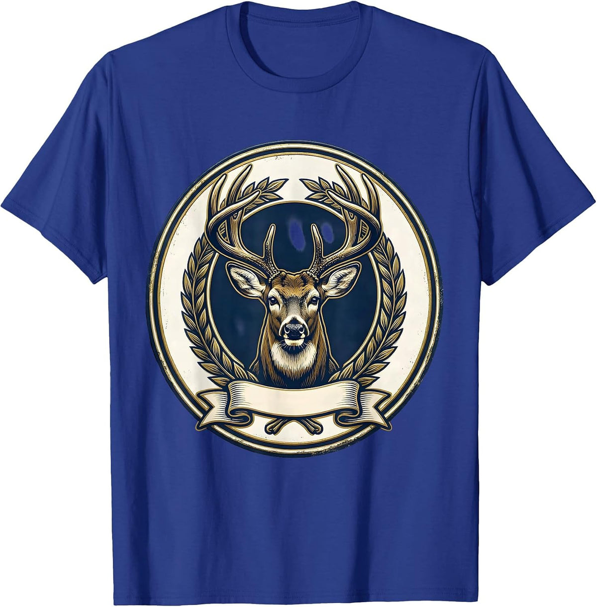 Men's Sealed Buck Emblem Whitetail Hunting Dad Gift T-Shirt - Royal Blue