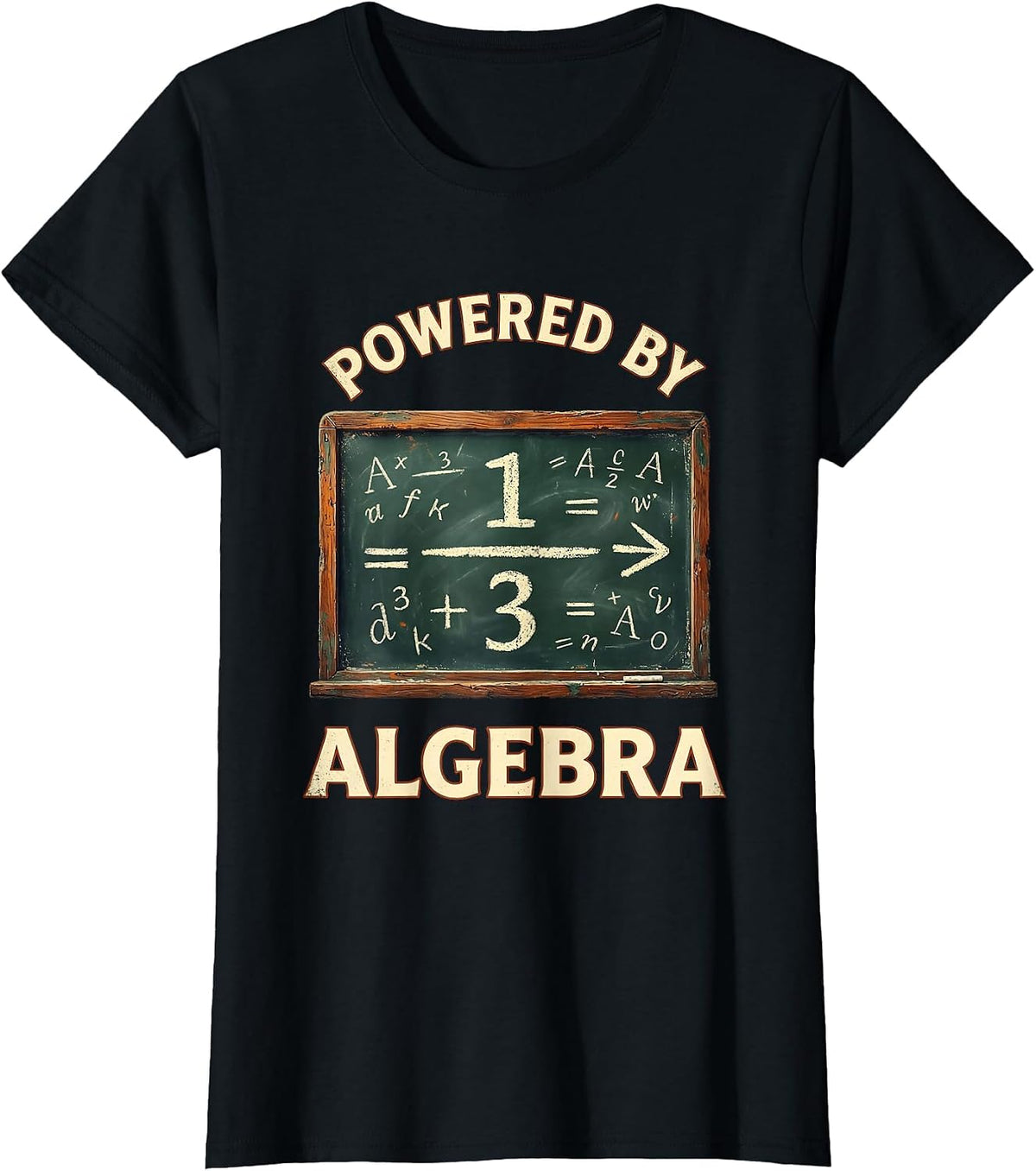 Powered By Algebra Vintage Math Design T-Shirt - Black