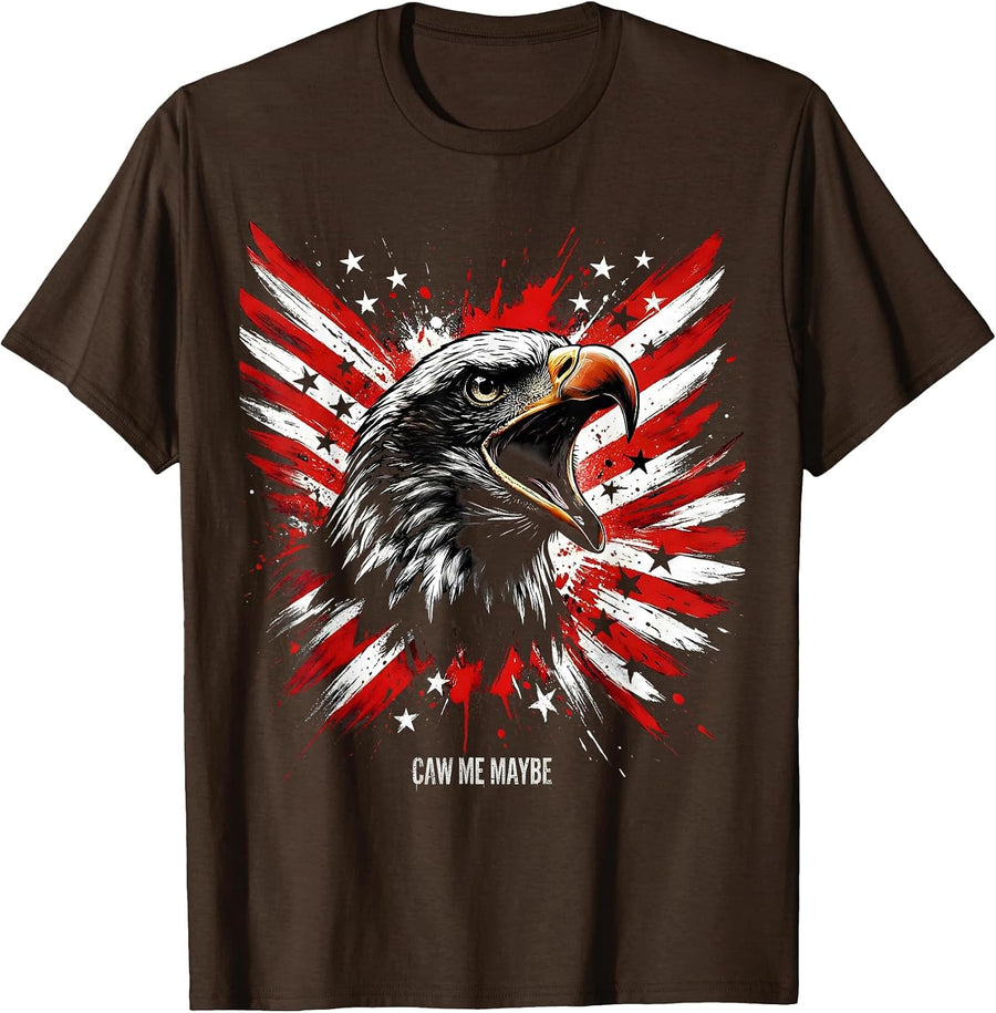 Caw Me Maybe Funny Crow Bird Design T-Shirt - Brown