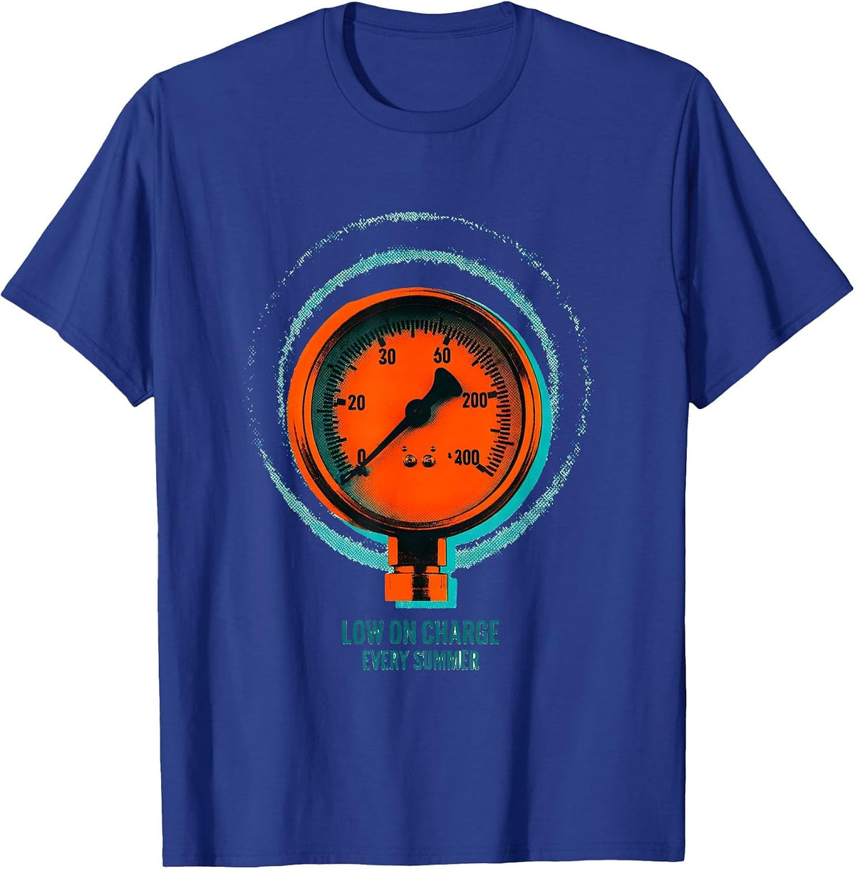 Low On Charge Every Summer Risograph HVAC Technician T-Shirt - Royal Blue