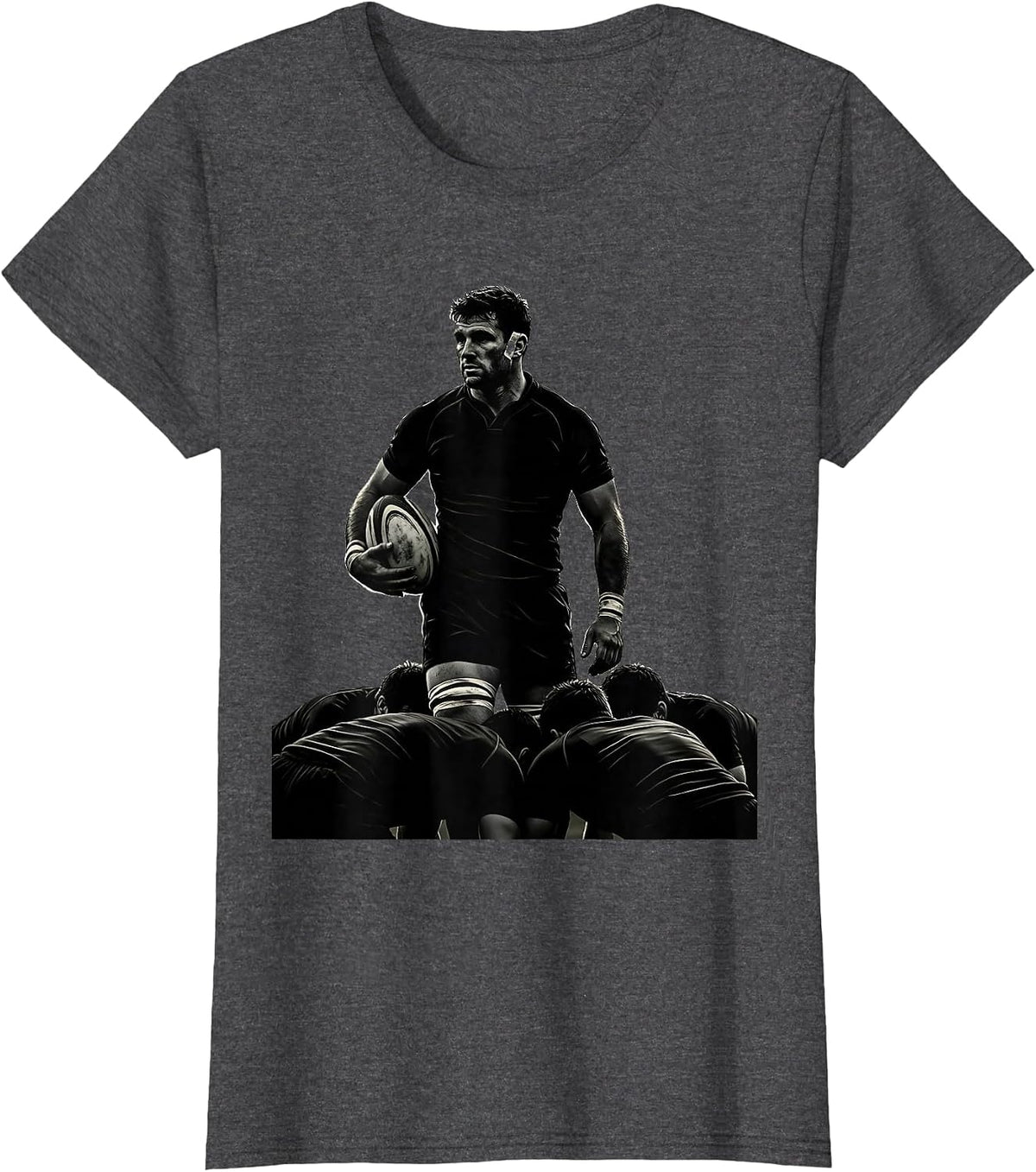 Women's Rugby Player Silhouette Funny Rugby Fan Humor T-Shirt - Dark Heather Grey