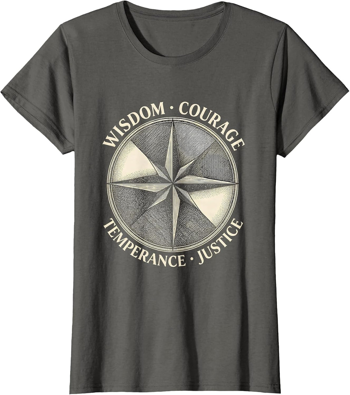 Women's Wisdom Courage Temperance Justice Stoic Philosophy Marcus T-Shirt - Asphalt Grey