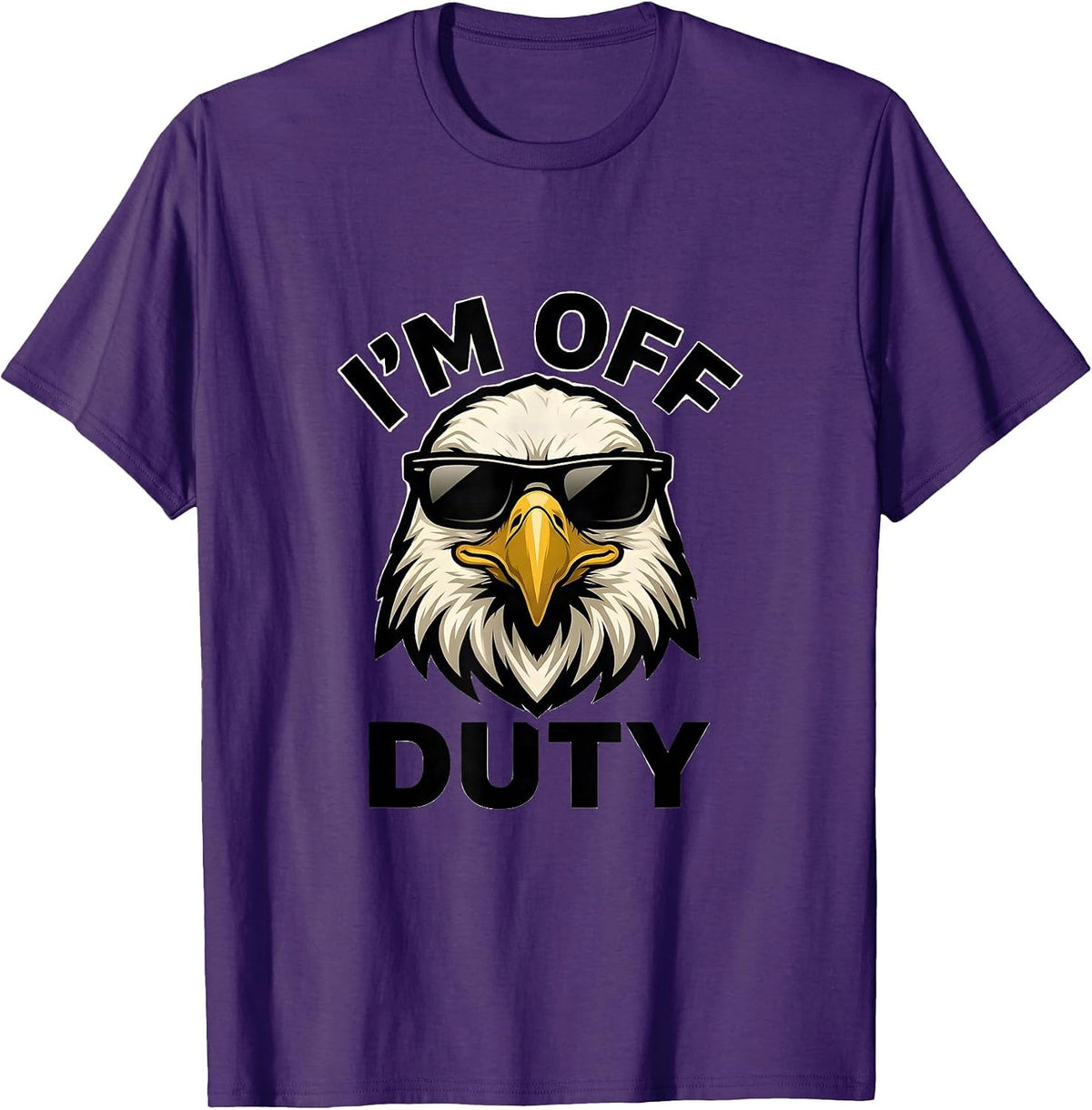 Men's I'M OFF DUTY Funny Bald Eagle Mascot Novelty Eagle Lover T-Shirt - Purple