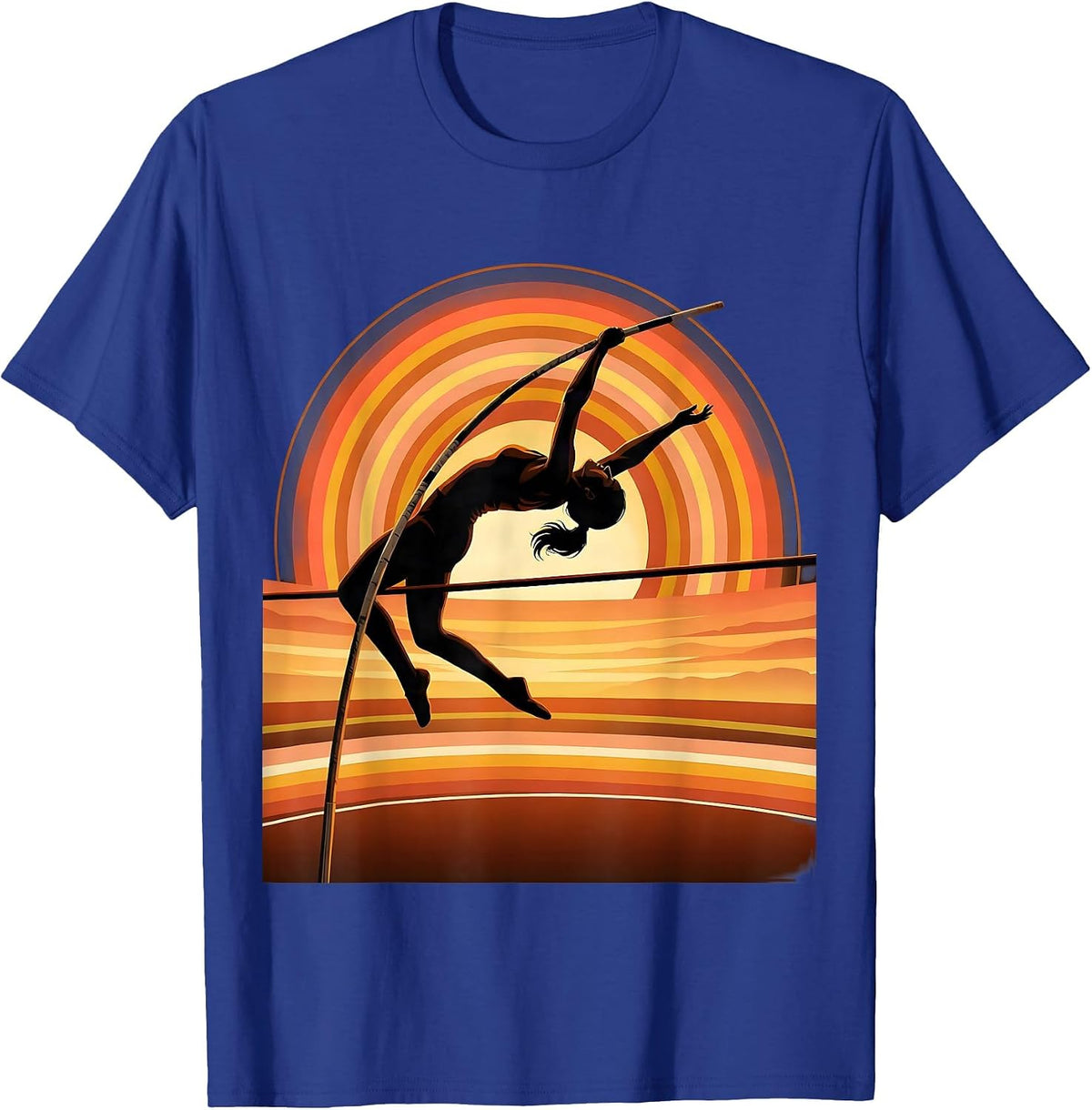 Pole Vault Athlete Soaring Above the Crossbar T-Shirt - Royal Blue