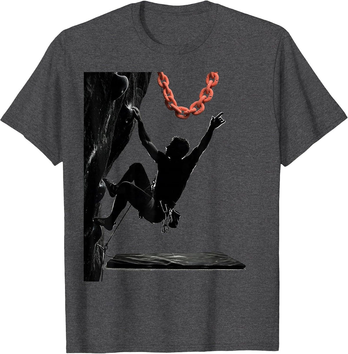 Men's Climber Silhouette Bouldering Humor Rock Climbing Gift T-Shirt - Dark Heather Grey