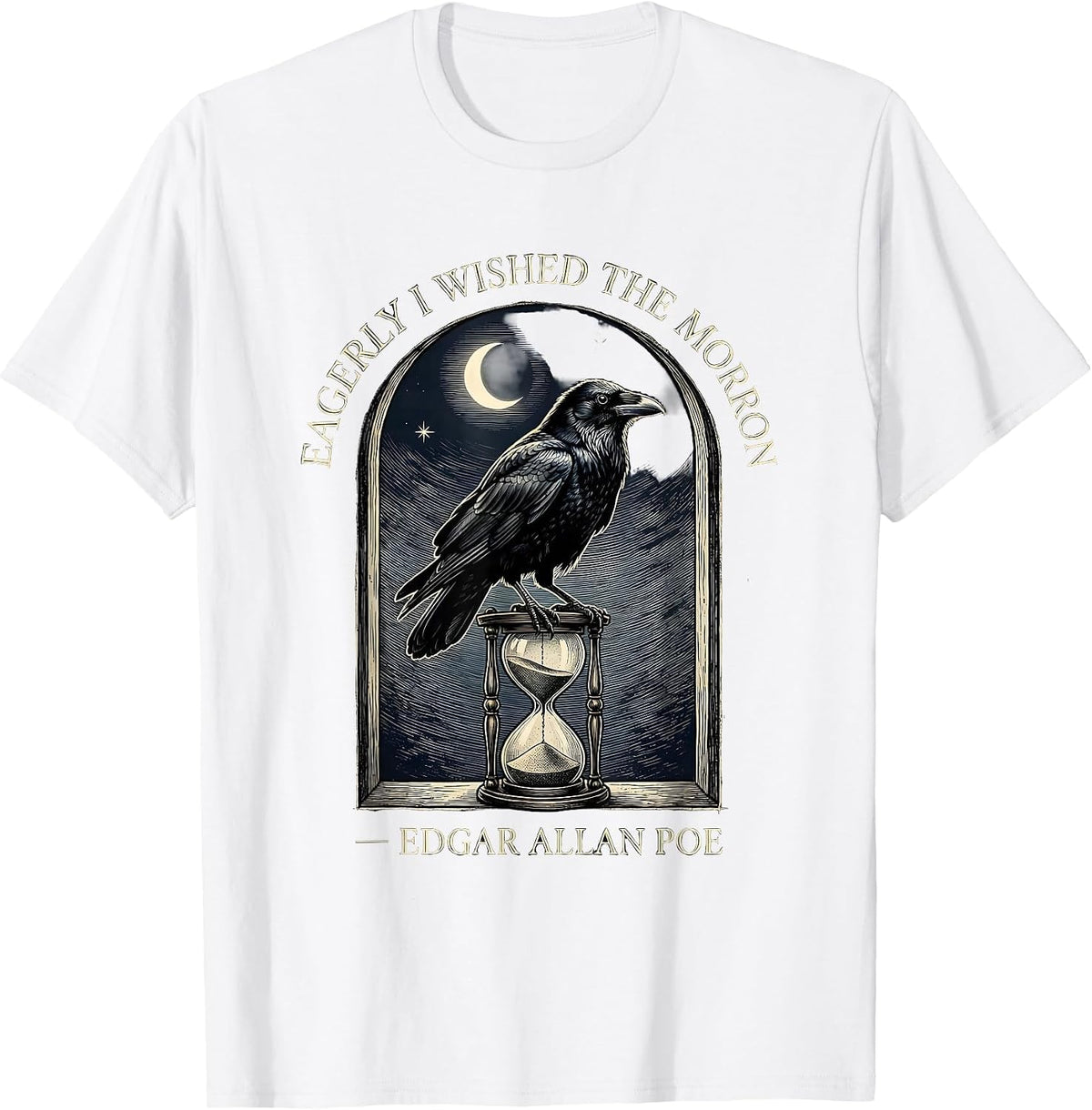 Men's Eagerly I Wished The Morrow — Edgar Allan Poe Vintage T-Shirt - White